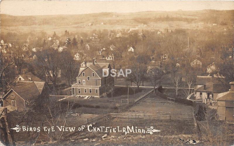 C86/ Chatfield Minnesota Mn Real Photo RPPC Postcard c1910 Birdseye View Homes