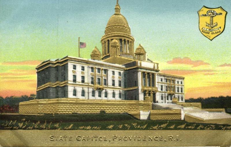 Providence, Rhode Island, State Capitol, Coat of Arms (1910s) Gold Embossed