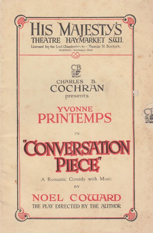 Conversation Piece Romance Yvonne Printemps Noel Coward London Theatre Programme