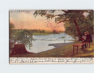 Postcard Fox River, South From Riverview Park, Aurora, Illinois