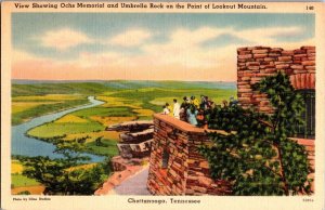 Ochs Memorial and Umbella Rock, Chattanooga TN Lookout Mt Vintage Postcard J71