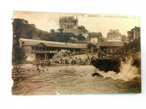 Vintage Postcard Biarritz Les Bains du Port Vieus Beach Scene