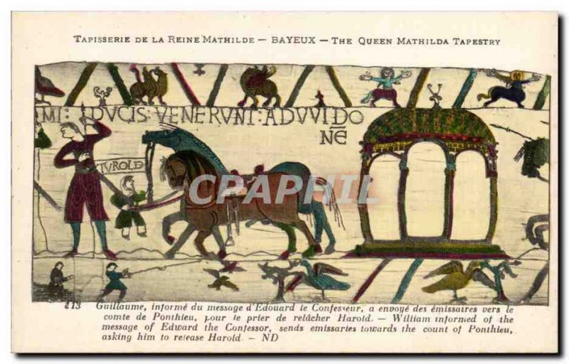 Postcard Old Bayeux Tapestry William Queen informs the message & # 39Edouard ...