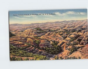 Postcard Cedar Canyon from U. S. Highway No. 10 N. D. Badlands North Dakota USA