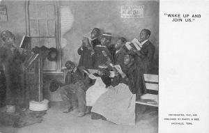 F37/ Black Americana Postcard c1910 Church Interior Singing Join Us!   9