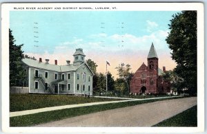 c1930s Ludlow, VT Black River Academy District School PC Calvin Coolidge A326