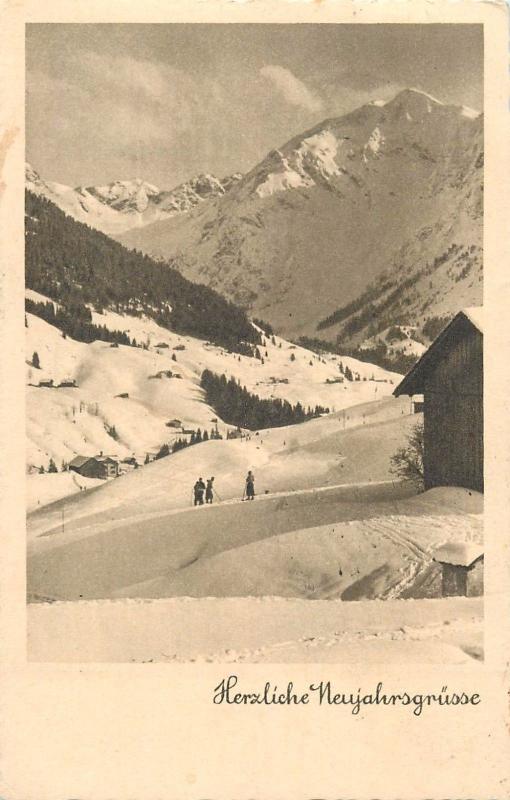 Germany 1945 Winter Landschaft New Year greetings postcard 