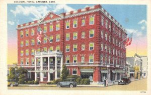 Gardner, MA Massachusetts  COLONIAL HOTEL  CB Kendall Co ca1930's Linen Postcard