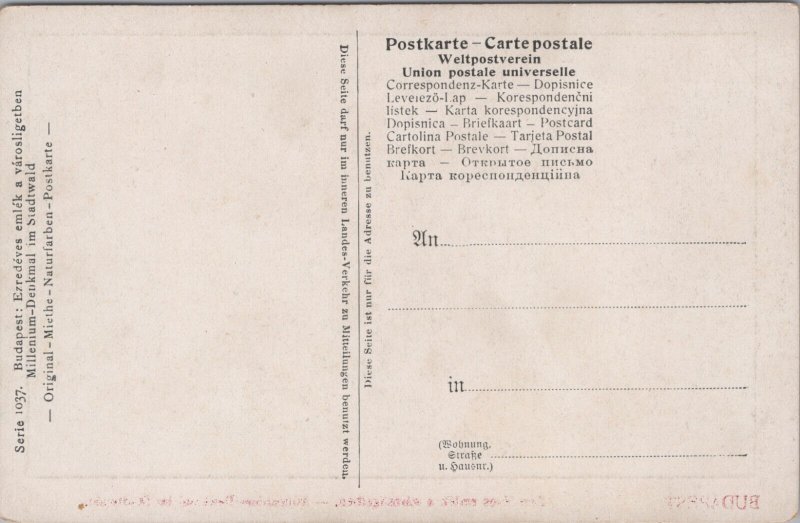 Hungary Budapest Milleniuml Elekmü Millennium Monument Vintage Postcard 09.21