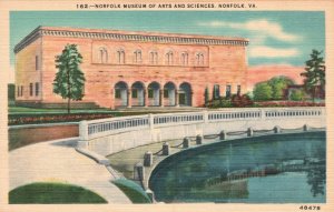 Vintage Postcard 1930's Museum Of Art And Science Norfolk Virginia VA