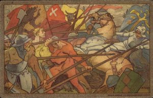 Graph Anstalt Historical Military Battle Knights Horses Spears Flags Swiss PC