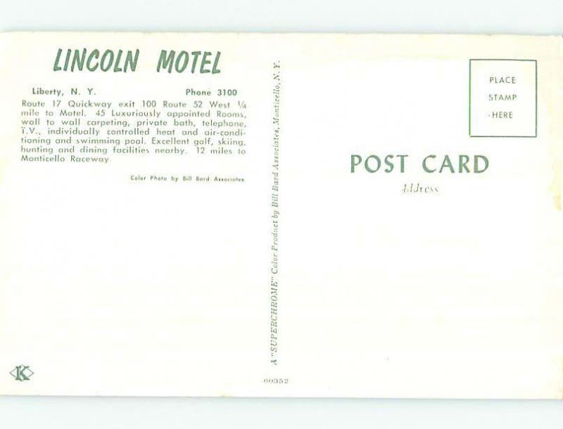 Pre-1980 LINCOLN MOTEL Liberty New York NY M3024