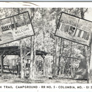 c1960s Columbia, MO Wagon Trail Campground Camp Tent Postcard Hwy 70 & 63 Rd A88