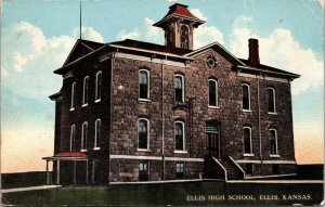 Ellis High School Kansas Postcard 1916