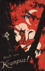 Krampus Devil Comic Fantasy Moonlight GRUSS VOM c1920s LWKW 18/17 Postcard