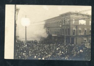 RPPC ROXIE IOWA DOWNTOWN HOTEL FIRE DISASTER VINTAGE REAL PHOTO POSTCARD