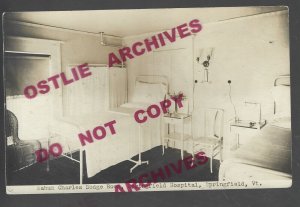 Springfield VERMONT RPPC 1916 INTERIOR HOSPITAL Dodge Room BEDS Medicine VT