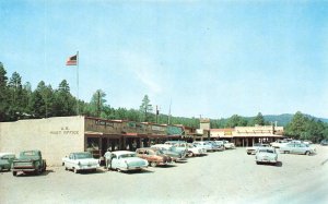 Ruidoso NM Post Office Storefronts Old Cars, Postcard