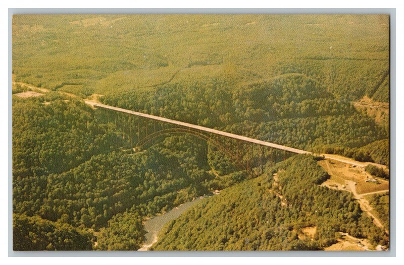 Postcard WV The New River Bridge West Virginia Vintage Standard Aerial View Card 