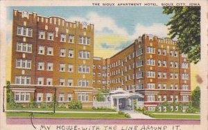 Iowa Sioux City The Sioux Apartment Hotel 1943