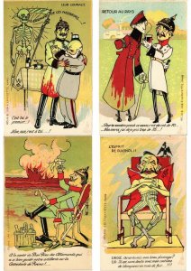 POLITIC PROPAGANDA SATIRE WWI HELVIG PARIS 12 Vintage Postcards (L2884)