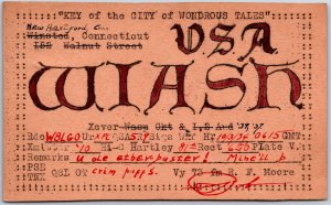 1910's Radio Card WIASH U.S.A. New Hartford Connecticut CT Posted Postcard