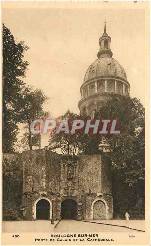 Old Postcard Boulogne-sur-Mer - Porte de Calais and the Cathedral