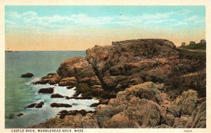 Vintage Postcard Castle Rock Rock Formations Marblehead Neck Massachusetts MA
