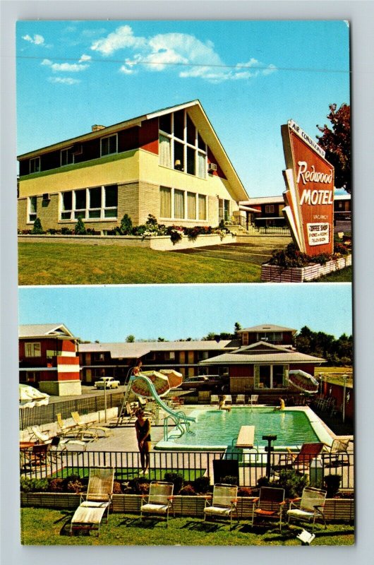 South Burlington VT-Vermont, Redwood Motel & Coffee Shop, Chrome Postcard