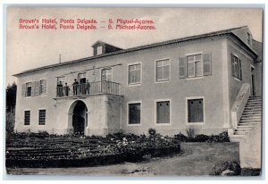 c1910 Brown's Hotel Ponta Delgada S. Miguel-Azores Portugal Unposted Postcard 