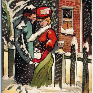 c1910s Uneedn't Freeze Rend a Flat Artistic Illustrated Litho Postcard Snow A184