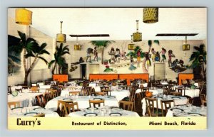 Miami Beach FL- Florida, Curry's, Interior Of Dining Room, Linen Postcard 