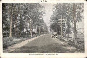 Kennebunk Maine ME State Road to Portland 1900s-20s Vintage Postcard
