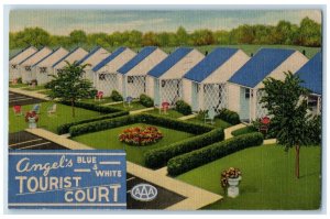 1951 Angel's Blue White Tourist Court Exterior View Bowling Green Ohio Postcard