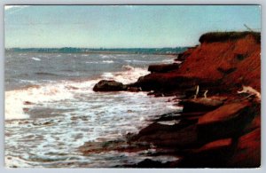 Red Soil And Surf On The Shores Of Prince Edward Island, PEI, Vintage Postcard