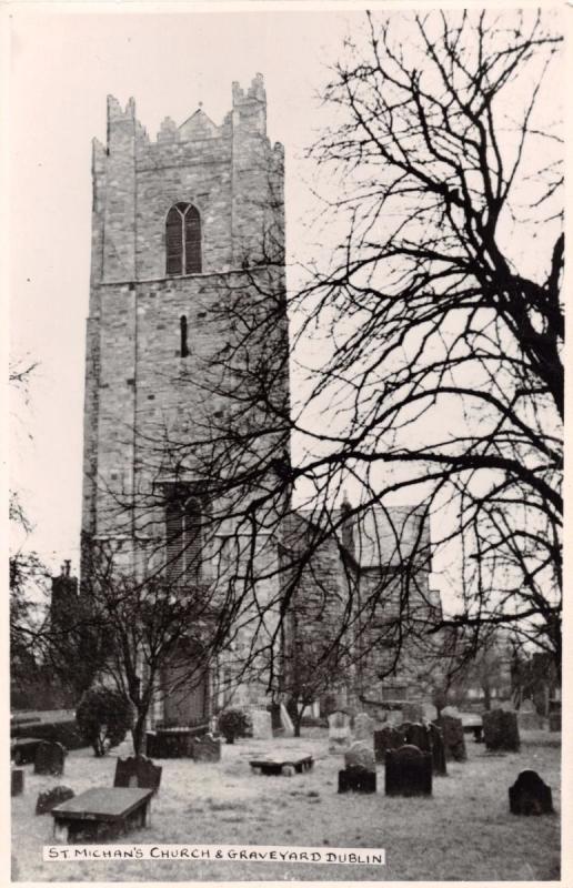 DUBLIN IRELAND UK  ST MICHAN'S CHURCH & GRAVEYARD~BODSON PHOTO POSTCARD