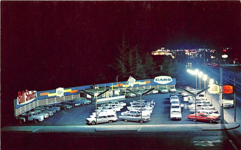 Fresno CA Bill Steitz Motors Auto Dealership Postcard