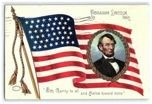 1908 Postcard Lincoln Abraham Flag Patriotic American Embossed 1809-1865 Bien Co 