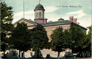Postcard Ontario Welland Court House Buggy Publ. A. A. Perry & Co. 1908 K8