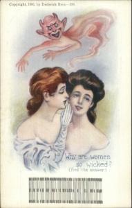 Why Are Women So Wicked - Devil Squished Letter Puzzle Dederick Bros c1905