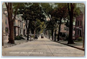 1908 Trolley Car Waterman Street Providence Rhode Island RI Antique Postcard