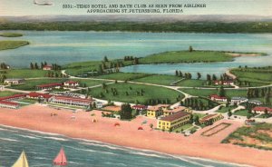 Vintage Postcard Tides Hotel & Bath Club Seen From Airliner St. Petersburg Fla.