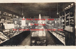 NE, Red Cloud, Nebraska, RPPC, Cotting Drug Store & Mitchell Jewelry Store