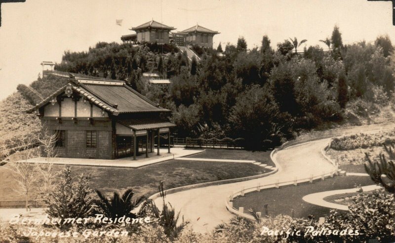 Vintage Postcard RPPC Bernheimer Residence Japanese Gardens Pacific Palisades CA