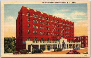 VINTAGE POSTCARD THE HOTEL SARANAC LOCATED AT SARANAC LAKE NEW YORK 1940s