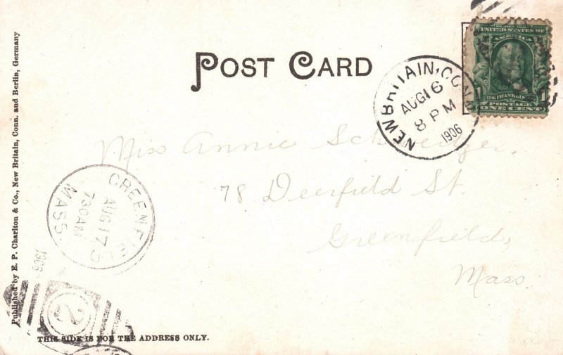 1906 Shuttle Meadow Reservoir Showing Gate House New Britain CT Vintage Postcard
