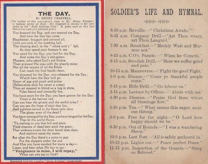 Soldiers Life & Hymnal The Day 2x Military Army Old Poem Postcard s