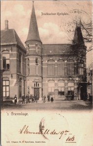 Netherlands Den Haag The Hague Postkantoor Kerkplein Vintage Postcard C070