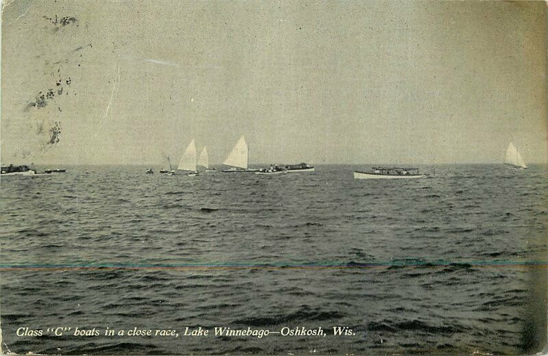 C-1910 Class C Boats Lake Winnebago Oshkosh Wisconsin Postcard 8322