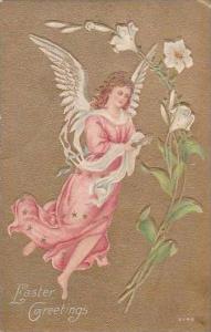 Easter Greetings Angel With Flowers
